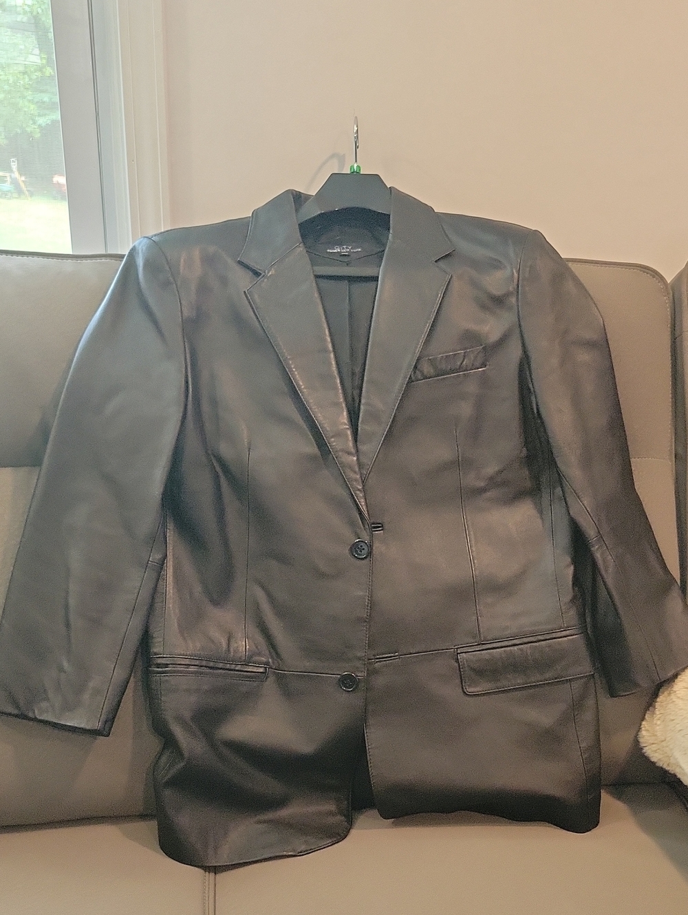 Jones New York Black Leather Blazer Jacket